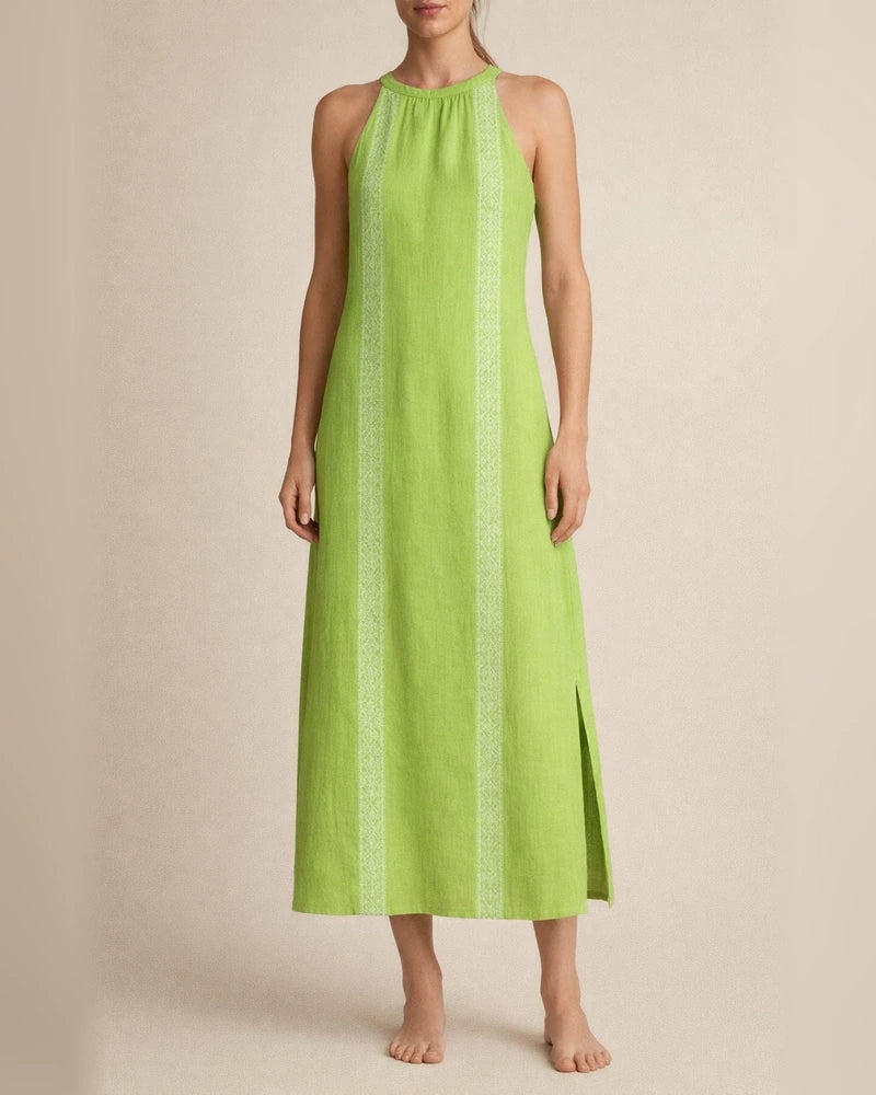 New Arrival Women's Round-Neck Sleeveless Lace-Trimmed Slit Solid-Color Cotton-Linen Dress | JRSEE:8ff5abf3e3 | JRSEE:031a1d74-7cf8-4f62-8755-1afe026a03da