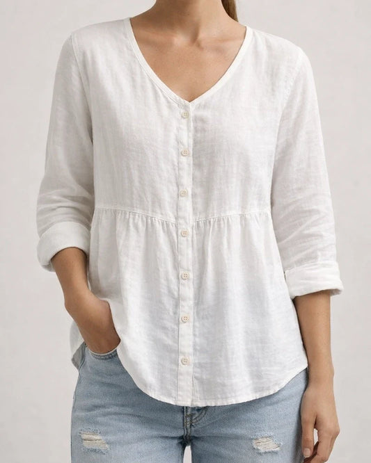 New Arrival Women's Solid Color Top - Round Neck Women's 3/4 Sleeve Cardigan Shirt | JRSEE:66472c03-7de6-4f81-a35a-910695bf1bae