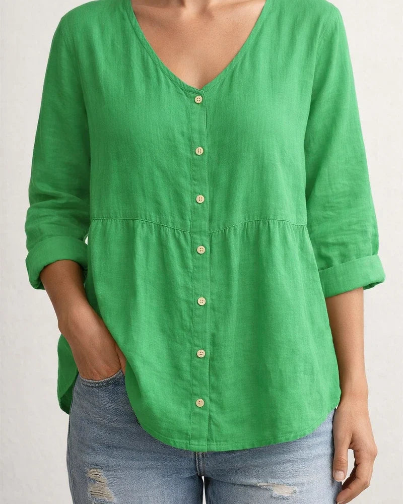 New Arrival Women's Solid Color Top - Round Neck Women's 3/4 Sleeve Cardigan Shirt | JRSEE:6e7d038b-e227-4cc4-b180-b37ff18c9ce0