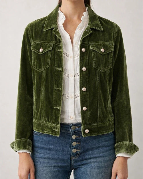 New Arrival Women's Velvet Workwear Short Slim-Fit Jacket | JRSEE:df970377-d412-4e67-b214-146186a4bc17