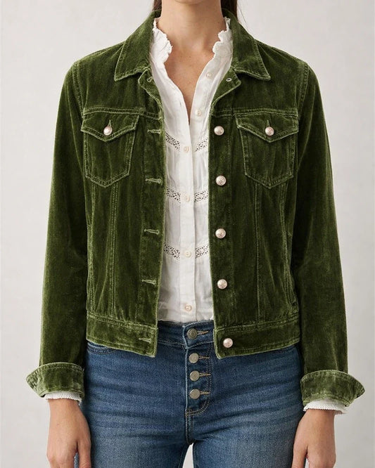 New Arrival Women's Velvet Workwear Short Slim-Fit Jacket | JRSEE:df970377-d412-4e67-b214-146186a4bc17