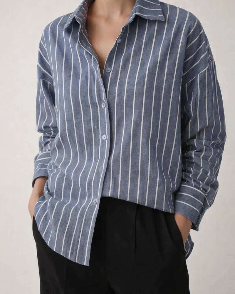 New Autumn/Winter Long-sleeved Cardigan Jacket Women's Striped Shirt | JRSEE:ef4f3302-9167-48b0-8e30-dc82ebbfa444