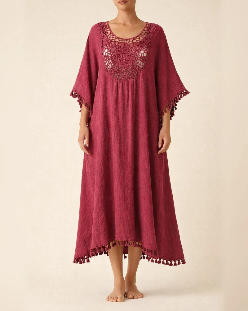 New Beach Dresses Beach Cover-ups Crocheted Patchwork Fringed Swim Dresses | JRSEE:f8ccc907-0f15-4b25-b17d-17dccf82e0f2