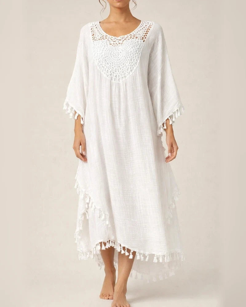 New Beach Dresses Beach Cover-ups Crocheted Patchwork Fringed Swim Dresses | JRSEE:465cabe7-e50c-4db3-95b6-c20b539c5a57