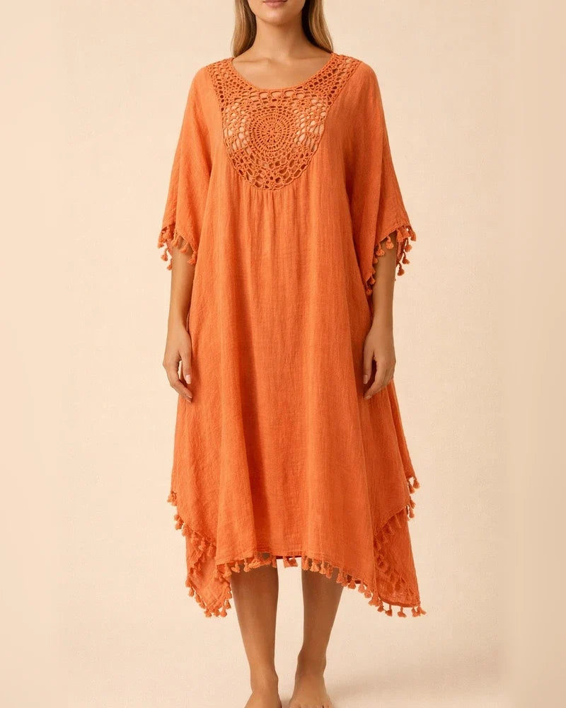 New Beach Dresses Beach Cover-ups Crocheted Patchwork Fringed Swim Dresses | JRSEE:f65854b4-c386-4c06-a31e-16527a4d00ca