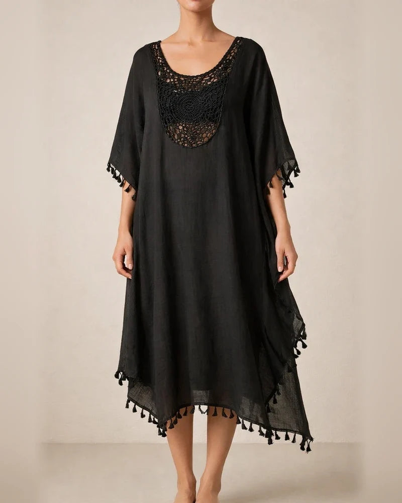 New Beach Dresses Beach Cover-ups Crocheted Patchwork Fringed Swim Dresses | JRSEE:8baff3e1-f4b9-482c-a1e7-30e75edeebd2