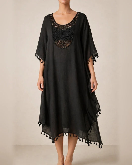 New Beach Dresses Beach Cover-ups Crocheted Patchwork Fringed Swim Dresses | JRSEE:8baff3e1-f4b9-482c-a1e7-30e75edeebd2