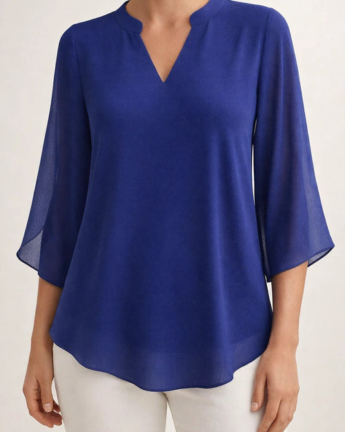 New Casual Summer Women's Petal-Sleeve Top: Loose-Fit V-Neck Chiffon Shirt | JRSEE:08e12bac-7e40-453d-8abb-47edcb1fb9dd