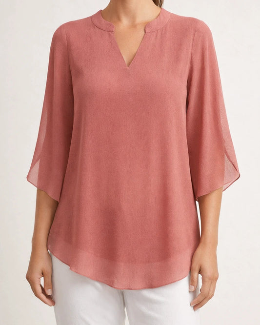 New Casual Summer Women's Petal-Sleeve Top: Loose-Fit V-Neck Chiffon Shirt | JRSEE:0445aaf0-c53c-41f8-8430-cdaf31351fc8