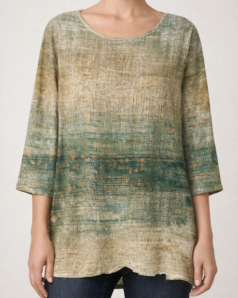 New Cotton and Linen Painted Print Round Neck Hanging Shot Loose Type Retro Long-sleeved T-shirt Comfortable Casual Tops | JRSEE:4515af70-ade7-4d62-8646-0c49442eb4d4