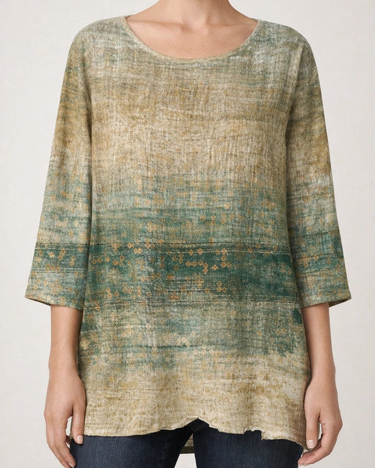 New Cotton and Linen Painted Print Round Neck Hanging Shot Loose Type Retro Long-sleeved T-shirt Comfortable Casual Tops | JRSEE:4515af70-ade7-4d62-8646-0c49442eb4d4