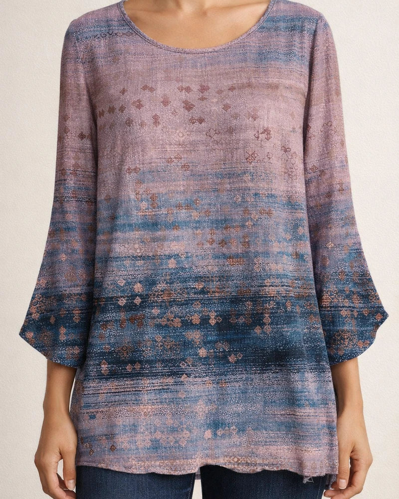 New Cotton and Linen Painted Print Round Neck Hanging Shot Loose Type Retro Long-sleeved T-shirt Comfortable Casual Tops | JRSEE:e2aab9c1-a955-4745-b802-7810a44ed8e9