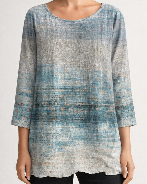New Cotton and Linen Painted Print Round Neck Hanging Shot Loose Type Retro Long-sleeved T-shirt Comfortable Casual Tops | JRSEE:97245008-b63b-4933-a49a-810f7e96c954