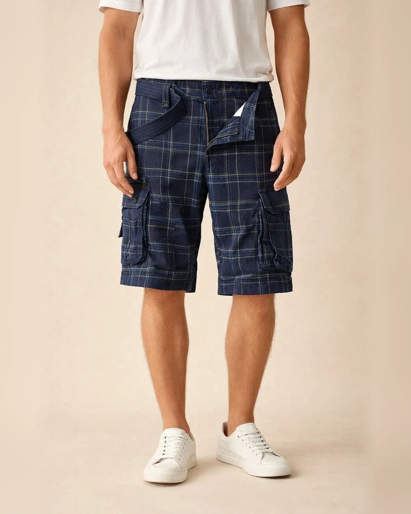 New Cotton Summer Men's Shorts Casual Sports Workwear Five-minute Pants Simple Plaid Slim Chinese Pants Multi-pocket Pants | JRSEE:e85392ce-a57f-4df5-b577-e2ead7b636a4