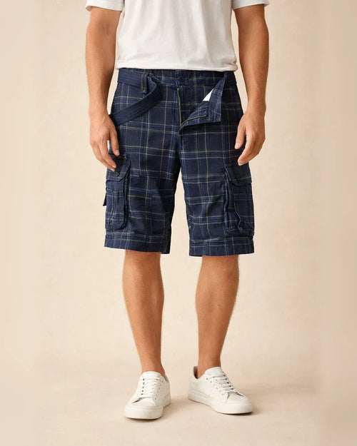 New Cotton Summer Men's Shorts Casual Sports Workwear Five-minute Pants Simple Plaid Slim Chinese Pants Multi-pocket Pants | JRSEE:e85392ce-a57f-4df5-b577-e2ead7b636a4