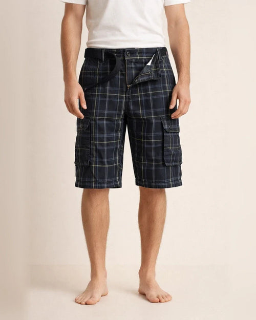 New Cotton Summer Men's Shorts Casual Sports Workwear Five-minute Pants Simple Plaid Slim Chinese Pants Multi-pocket Pants | JRSEE:deefa761-8066-4aef-9058-f47c6d96d932