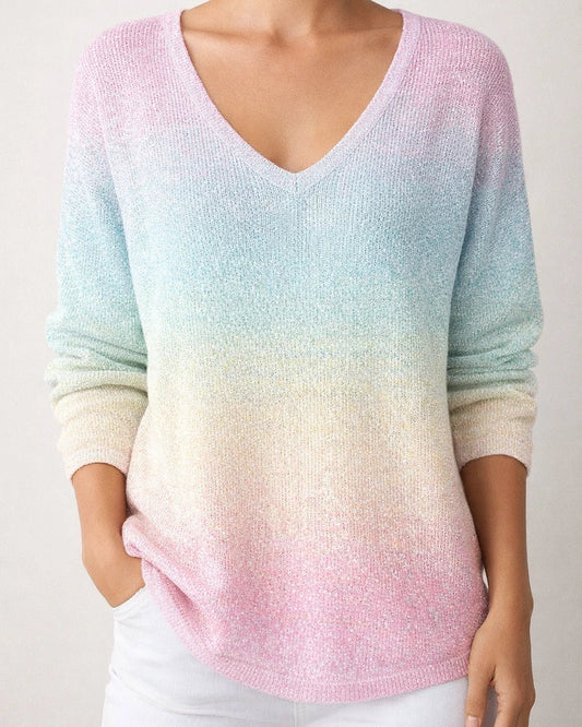 New Drop-Shoulder V-Neck Long Sleeve 3D Digital Print Women's Top T-Shirt | JRSEE:34294855-7967-44f9-ab02-19ac4b96f0d8