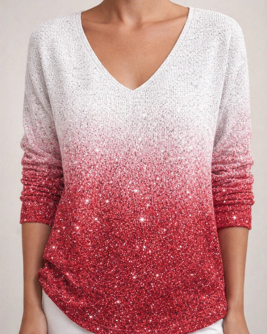 New Drop-Shoulder V-Neck Long Sleeve 3D Digital Print Women's Top T-Shirt | JRSEE:fc7e8fac-d1ee-4566-b5b4-1ed2ae4c48da