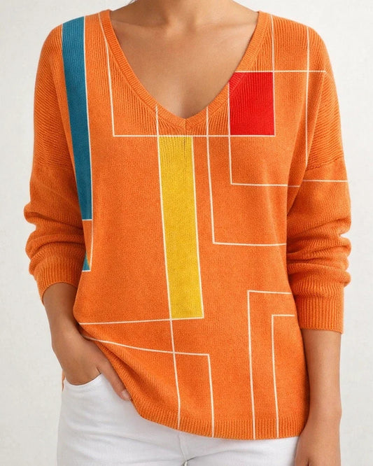 New Drop-Shoulder V-Neck Long-Sleeve Pullover 3D Printed Women's Top Fashion T-shirt | JRSEE:940010e4-86c9-4918-91ec-507b197679fc
