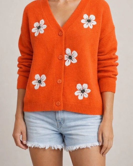 New European and American Ladies Long-sleeved Cardigan Embroidered V-neck Knitted Sweater | JRSEE:f8cb64aa-7769-447c-8bd2-78c1b212b206