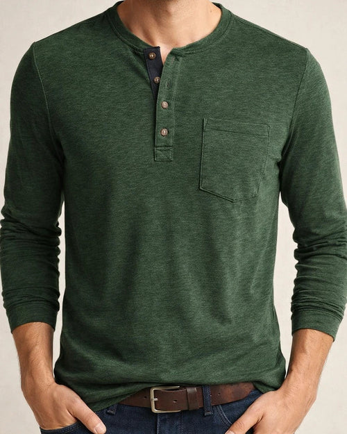 New European and American Men's Long-sleeved Men's T-shirt Solid Color Collarless Round Neck Daily Paragraph Men's Bottoming Shirt | JRSEE:85688a96-f919-4f30-847c-2423e42d5fcd