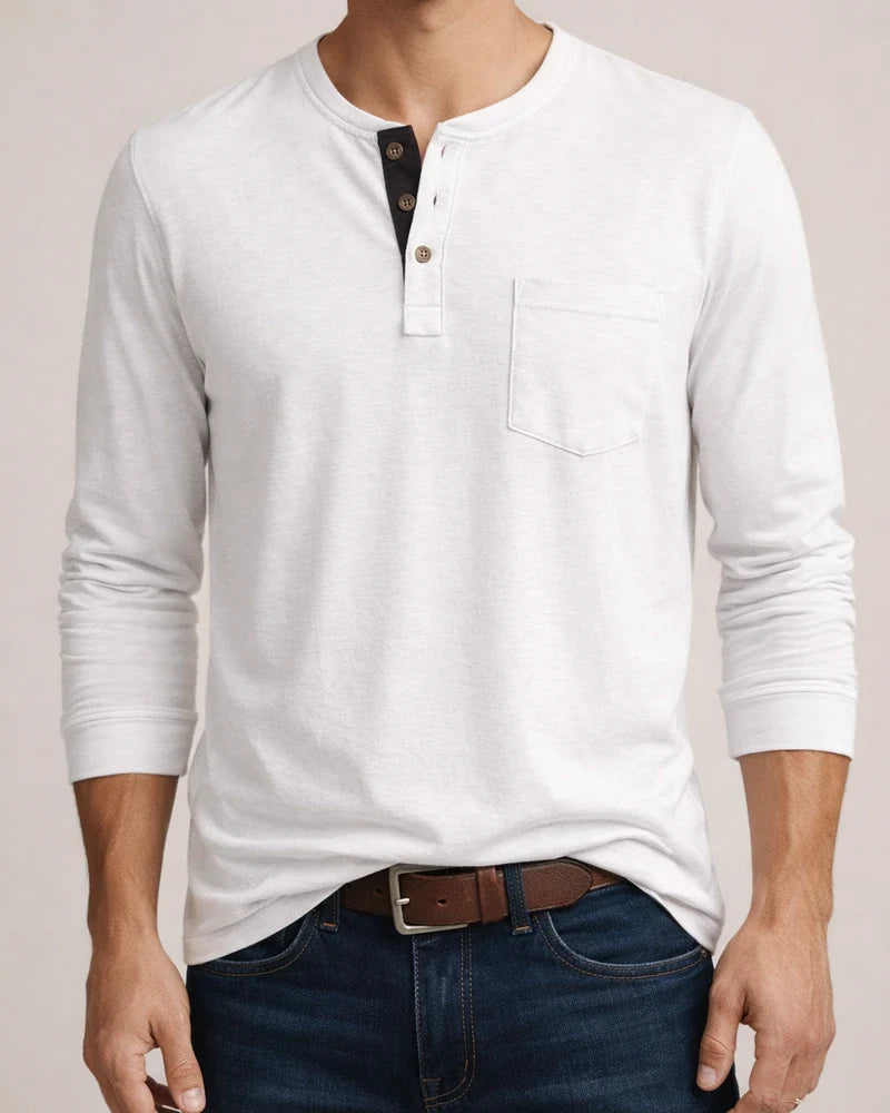 New European and American Men's Long-sleeved Men's T-shirt Solid Color Collarless Round Neck Daily Paragraph Men's Bottoming Shirt | JRSEE:707b0d49-b0d6-4d29-b347-ff42cd89b593