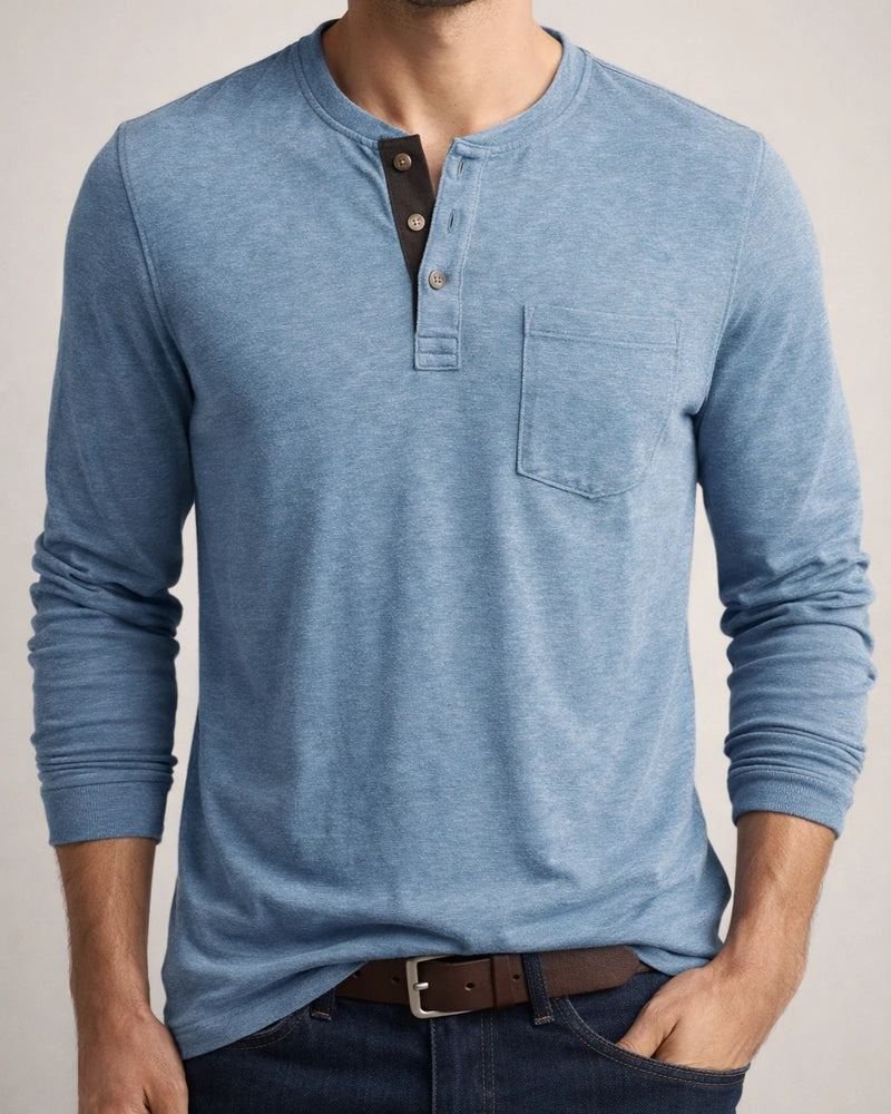 New European and American Men's Long-sleeved Men's T-shirt Solid Color Collarless Round Neck Daily Paragraph Men's Bottoming Shirt | JRSEE:0947780f-03c6-48b5-8a3e-c4bde92a12da