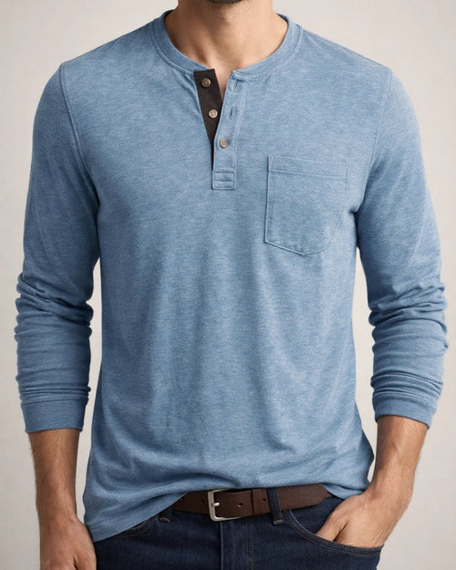 New European and American Men's Long-sleeved Men's T-shirt Solid Color Collarless Round Neck Daily Paragraph Men's Bottoming Shirt | JRSEE:0947780f-03c6-48b5-8a3e-c4bde92a12da