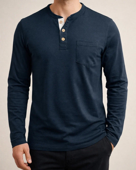 New European and American Men's Long-sleeved Men's T-shirt Solid Color Collarless Round Neck Daily Paragraph Men's Bottoming Shirt | JRSEE:49660161-db36-4267-8b1c-355e686e321d