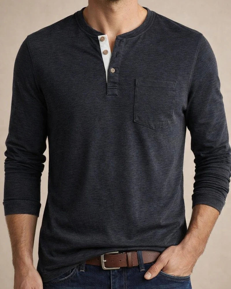 New European and American Men's Long-sleeved Men's T-shirt Solid Color Collarless Round Neck Daily Paragraph Men's Bottoming Shirt | JRSEE:8858fbb4-ea4e-456e-9a66-596d803fd06a