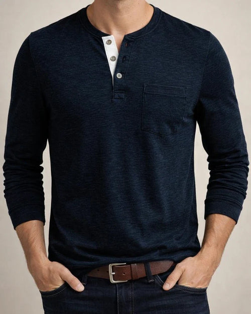 New European and American Men's Long-sleeved Men's T-shirt Solid Color Collarless Round Neck Daily Paragraph Men's Bottoming Shirt | JRSEE:1b890854-8b1c-4e0d-b298-8fbbf85646a2