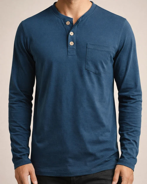 New European and American Men's Long-sleeved Men's T-shirt Solid Color Collarless Round Neck Daily Paragraph Men's Bottoming Shirt | JRSEE:02b021e2-e9cf-4c61-917d-12cdf48e4777