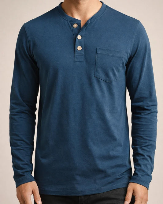 New European and American Men's Long-sleeved Men's T-shirt Solid Color Collarless Round Neck Daily Paragraph Men's Bottoming Shirt | JRSEE:02b021e2-e9cf-4c61-917d-12cdf48e4777
