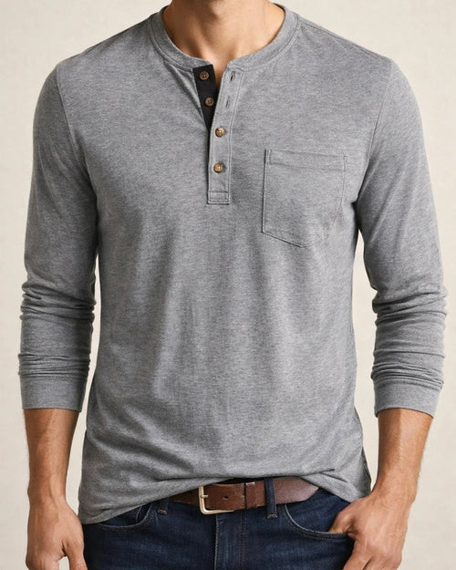 New European and American Men's Long-sleeved Men's T-shirt Solid Color Collarless Round Neck Daily Paragraph Men's Bottoming Shirt | JRSEE:3125f8af-7b86-4284-a7b3-9922fc6eed66