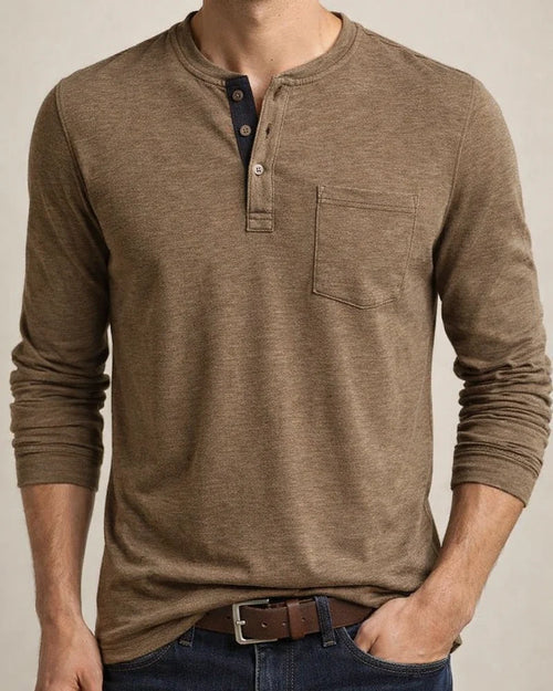 New European and American Men's Long-sleeved Men's T-shirt Solid Color Collarless Round Neck Daily Paragraph Men's Bottoming Shirt | JRSEE:f49986e9-3c1e-4e66-a2cd-e9340d3318a3