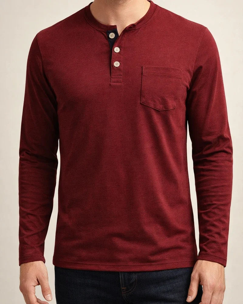 New European and American Men's Long-sleeved Men's T-shirt Solid Color Collarless Round Neck Daily Paragraph Men's Bottoming Shirt | JRSEE:8b25ba70-45aa-4081-8bc1-1bcebeb2188d