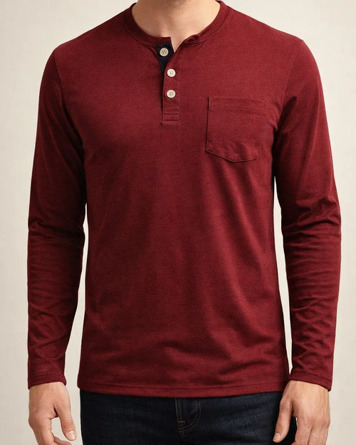 New European and American Men's Long-sleeved Men's T-shirt Solid Color Collarless Round Neck Daily Paragraph Men's Bottoming Shirt | JRSEE:8b25ba70-45aa-4081-8bc1-1bcebeb2188d