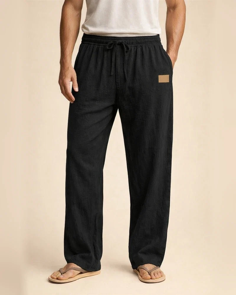 New European and American-style Lightweight Beach Casual Drawstring Men's Cotton-linen Straight-leg Pants for All Seasons | JRSEE:6250857a-e9fd-4c34-a2cb-8272cf8a2393