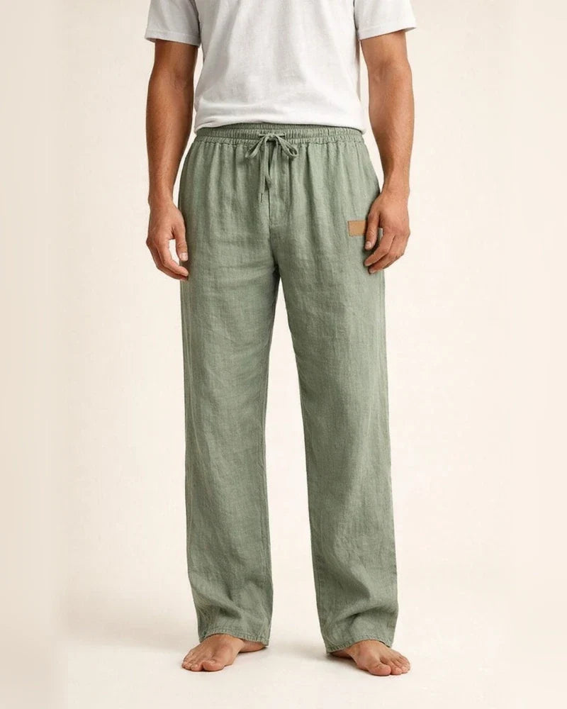 New European and American-style Lightweight Beach Casual Drawstring Men's Cotton-linen Straight-leg Pants for All Seasons | JRSEE:be356be1-3475-46be-96de-7a4876d530f4