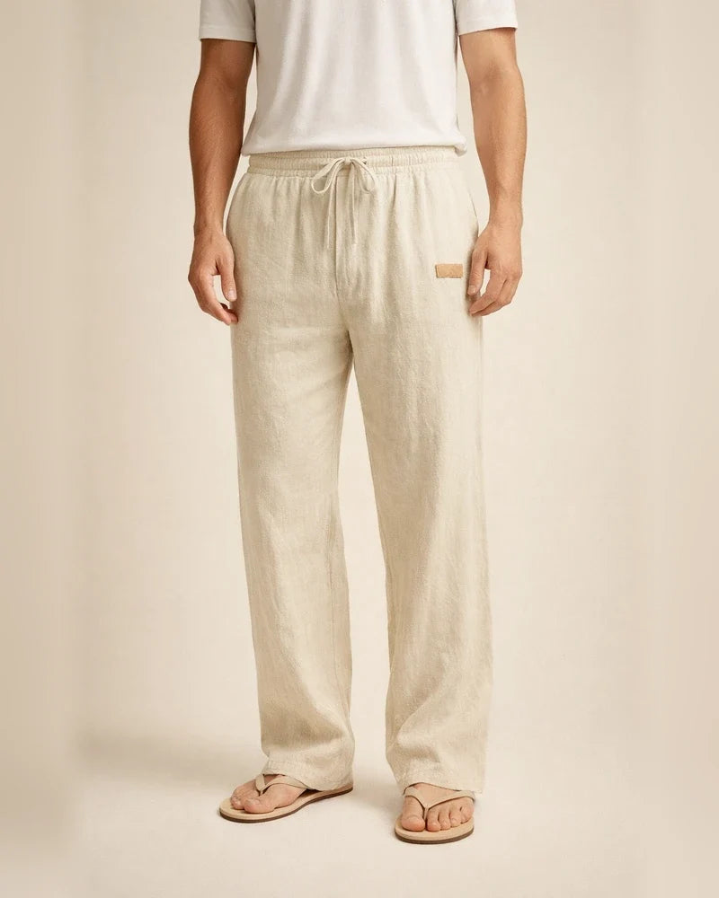 New European and American-style Lightweight Beach Casual Drawstring Men's Cotton-linen Straight-leg Pants for All Seasons | JRSEE:f6f51db2-f018-4f19-86ed-bf9488bb84c1