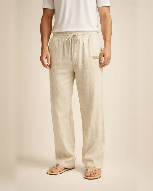 New European and American-style Lightweight Beach Casual Drawstring Men's Cotton-linen Straight-leg Pants for All Seasons | JRSEE:f6f51db2-f018-4f19-86ed-bf9488bb84c1