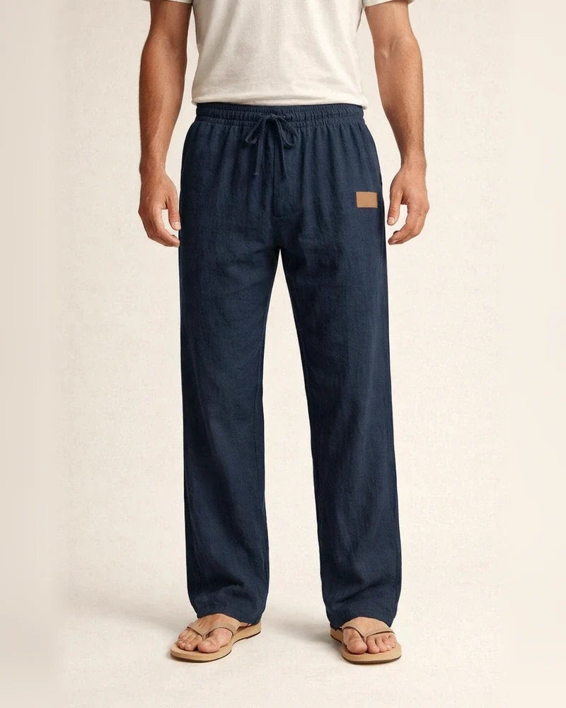 New European and American-style Lightweight Beach Casual Drawstring Men's Cotton-linen Straight-leg Pants for All Seasons | JRSEE:aead5292-1342-48b6-a5fa-0fb078f88582