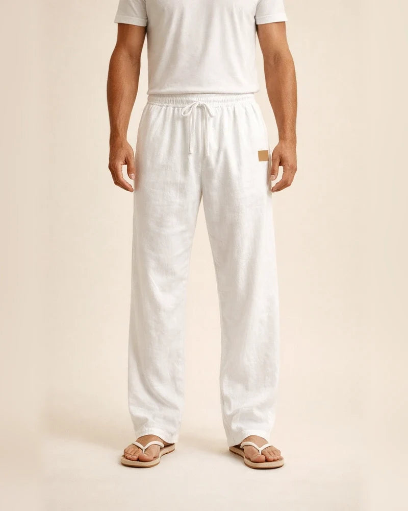 New European and American-style Lightweight Beach Casual Drawstring Men's Cotton-linen Straight-leg Pants for All Seasons | JRSEE:d4162504-9260-4f19-9940-597caa1fcdf3