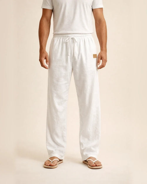 New European and American-style Lightweight Beach Casual Drawstring Men's Cotton-linen Straight-leg Pants for All Seasons | JRSEE:d4162504-9260-4f19-9940-597caa1fcdf3