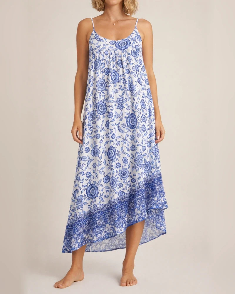 New Explosive U-neck Ruffle Hem Floral Sleeveless Halter Large Size S-5XL Dress Fresh Sweet Style Girls Wind Halter Dress | JRSEE:ee6f012c-450f-4154-912b-cbe36fc54fb7