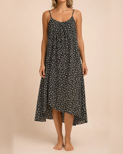 New Explosive U-neck Ruffle Hem Floral Sleeveless Halter Large Size S-5XL Dress Fresh Sweet Style Girls Wind Halter Dress | JRSEE:efcbb564-451a-4dac-be2d-a2adc0a9c550