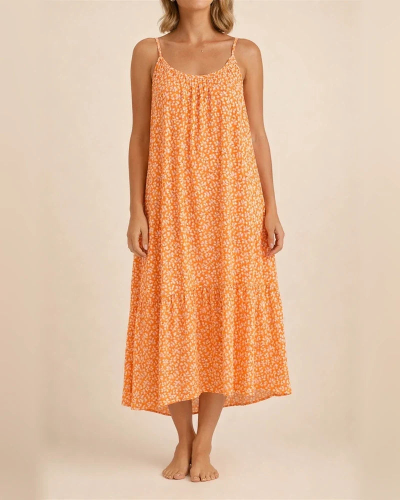 New Explosive U-neck Ruffle Hem Floral Sleeveless Halter Large Size S-5XL Dress Fresh Sweet Style Girls Wind Halter Dress | JRSEE:45d82ac2-ec6b-4793-bfc1-bdc557be041f