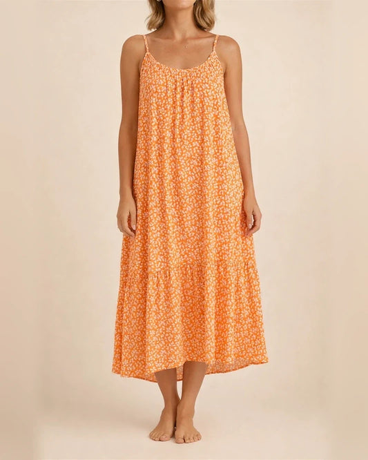 New Explosive U-neck Ruffle Hem Floral Sleeveless Halter Large Size S-5XL Dress Fresh Sweet Style Girls Wind Halter Dress | JRSEE:45d82ac2-ec6b-4793-bfc1-bdc557be041f