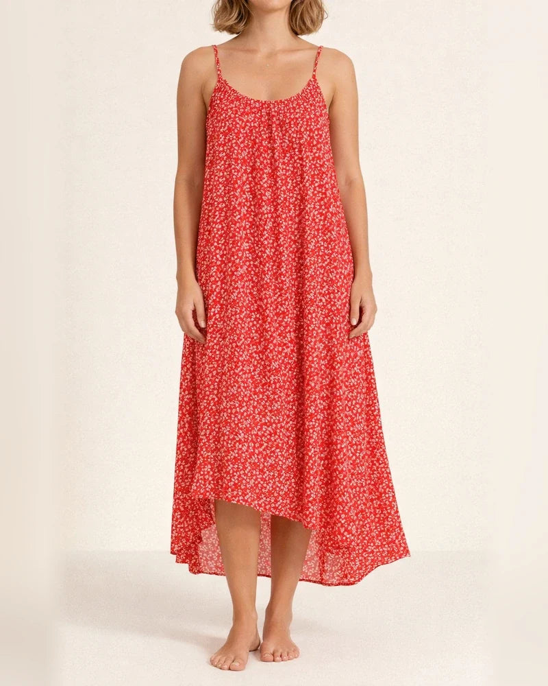 New Explosive U-neck Ruffle Hem Floral Sleeveless Halter Large Size S-5XL Dress Fresh Sweet Style Girls Wind Halter Dress | JRSEE:a157203b-04b7-47b5-ac71-6f83c8de2566