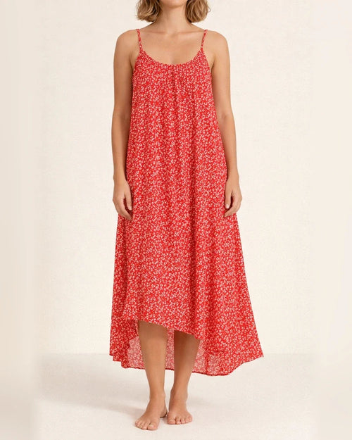 New Explosive U-neck Ruffle Hem Floral Sleeveless Halter Large Size S-5XL Dress Fresh Sweet Style Girls Wind Halter Dress | JRSEE:a157203b-04b7-47b5-ac71-6f83c8de2566